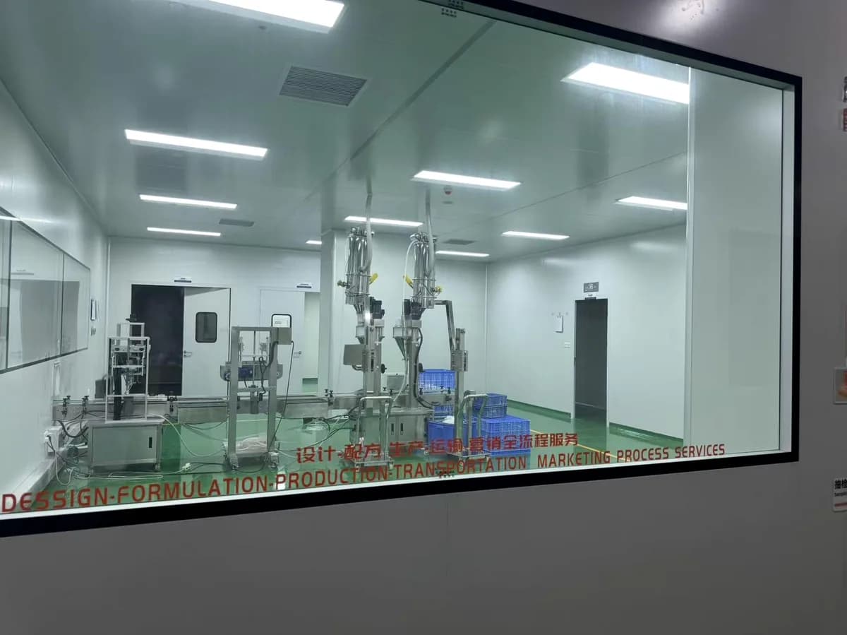 Clean room formulation area for skincare hair care and body care production