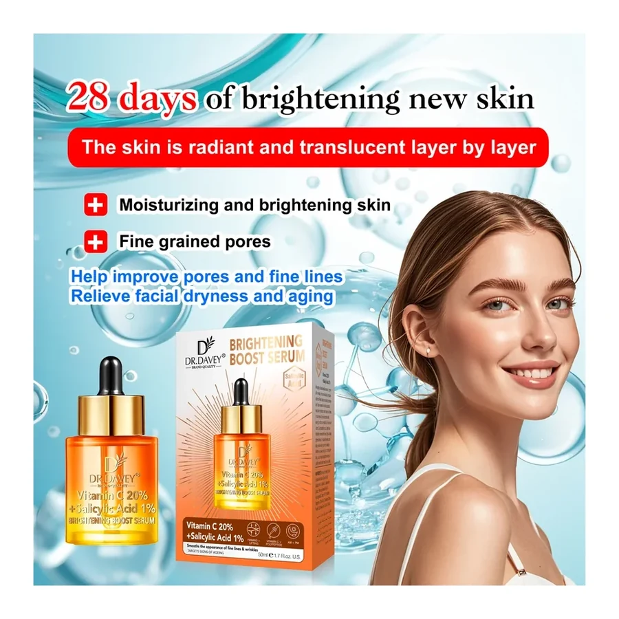 DR.DAVEY 100% Pure Brightening Boost Essential Oil 20% Body Oil white background product image for OEM/ODM private label essential oil manufacturing