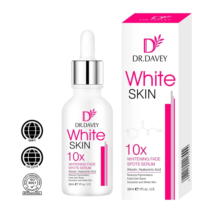 DR.DAVEY 10x Brightening Fade Spots Serum with Arbutin & Hyaluronic Acid 30ml white background product image for OEM/ODM private label skincare serum