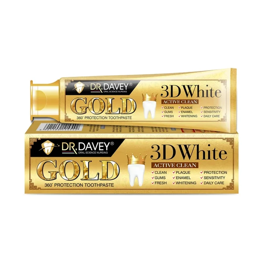 معجون أسنان مبيض بالذهب 3d من DR.DAVEY، سعة 100 g، خدمة OEM/ODM، رمز Dv-6389
