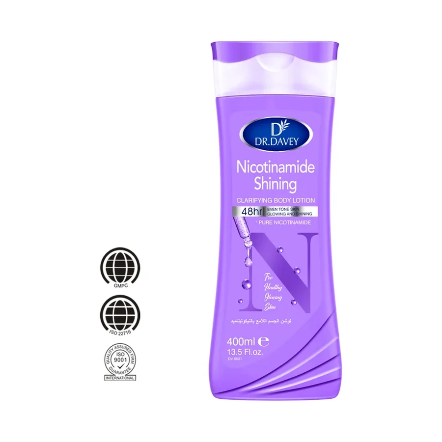 DR.DAVEY 48H Hydrating Nicotinamide Gentle Body Lotion 400ml white background product image for OEM/ODM private label body lotion manufacturing