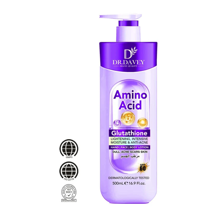DR.DAVEY Amino Acid & Glutathione Body Lotion day care, Brightening Moisturizing clarifying care for Dull & clarifying care uneven tone Skin, 500ml