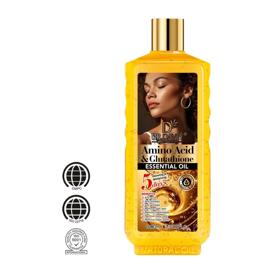 DR.DAVEY Amino Acid & Glutathione Brightening Moisturizing Essential Oil with Hyaluronic Acid 1000ml for Body Care white background product image