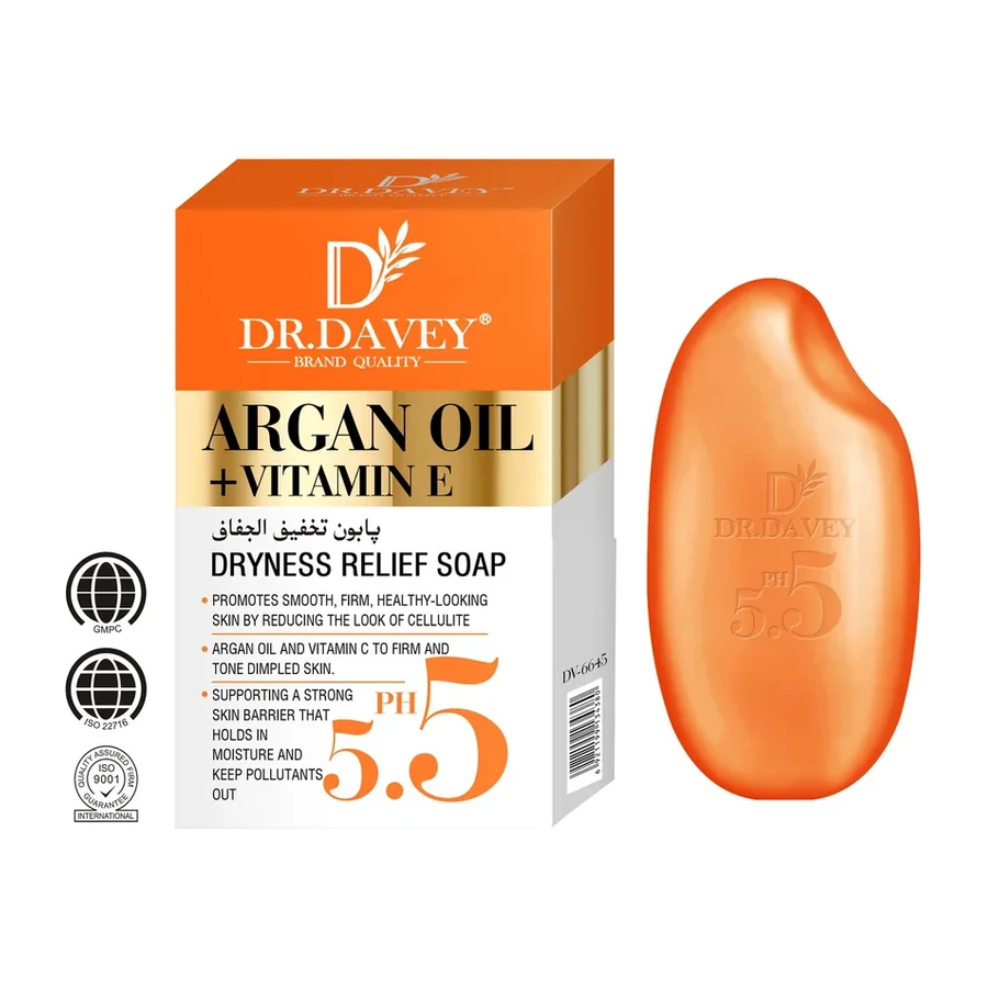 DR.DAVEY Argan Oil + Vitamin E Dryness Relief Soap white background product image for OEM/ODM private label soap manufacturing