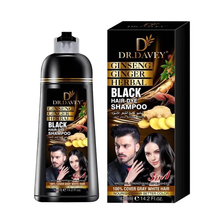 شامبو صبغة الشعر الأسود DR.DAVEY سعة 420 ml، خدمة OEM/ODM، طراز Dv-6427