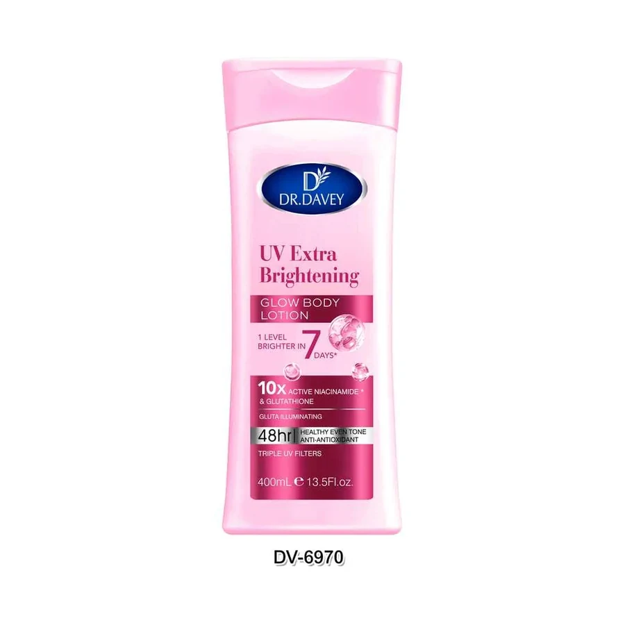 DR.DAVEY UV Extra Brightening Glow Body Lotion model DV-6970 product image for OEM/ODM private label body lotion manufacturing