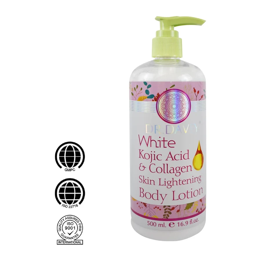 DR.DAVEY brightening Kojic Acid & Collagen Skin Brightening Body Lotion 500ml white background product image for OEM/ODM private label body lotion