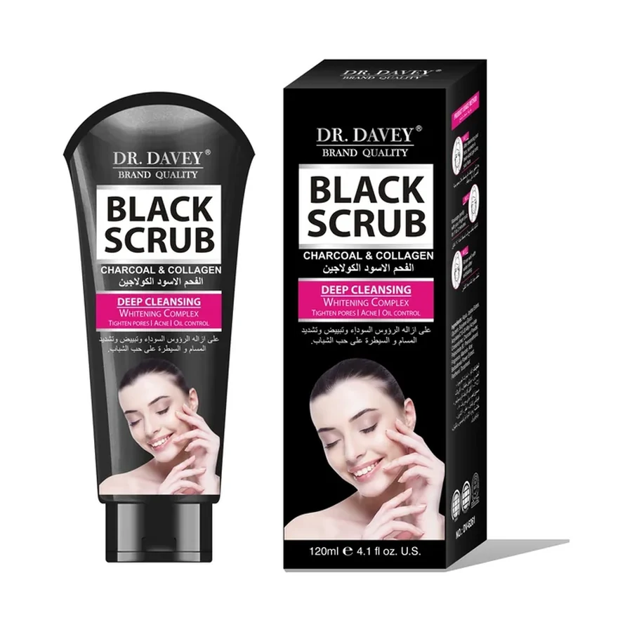DR.DAVEY Charcoal Scrub Personal Care Product 120 ml OEM/ODM Dv-6261 product image for OEM/ODM private label personal care product manufacturing