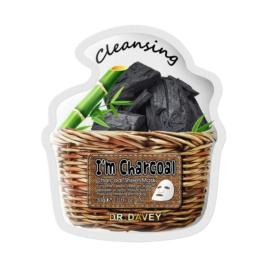 DR.DAVEY Charcoal Sheet Face Mask 30 g OEM/ODM Dv-6328 product image for OEM/ODM private label skincare manufacturing