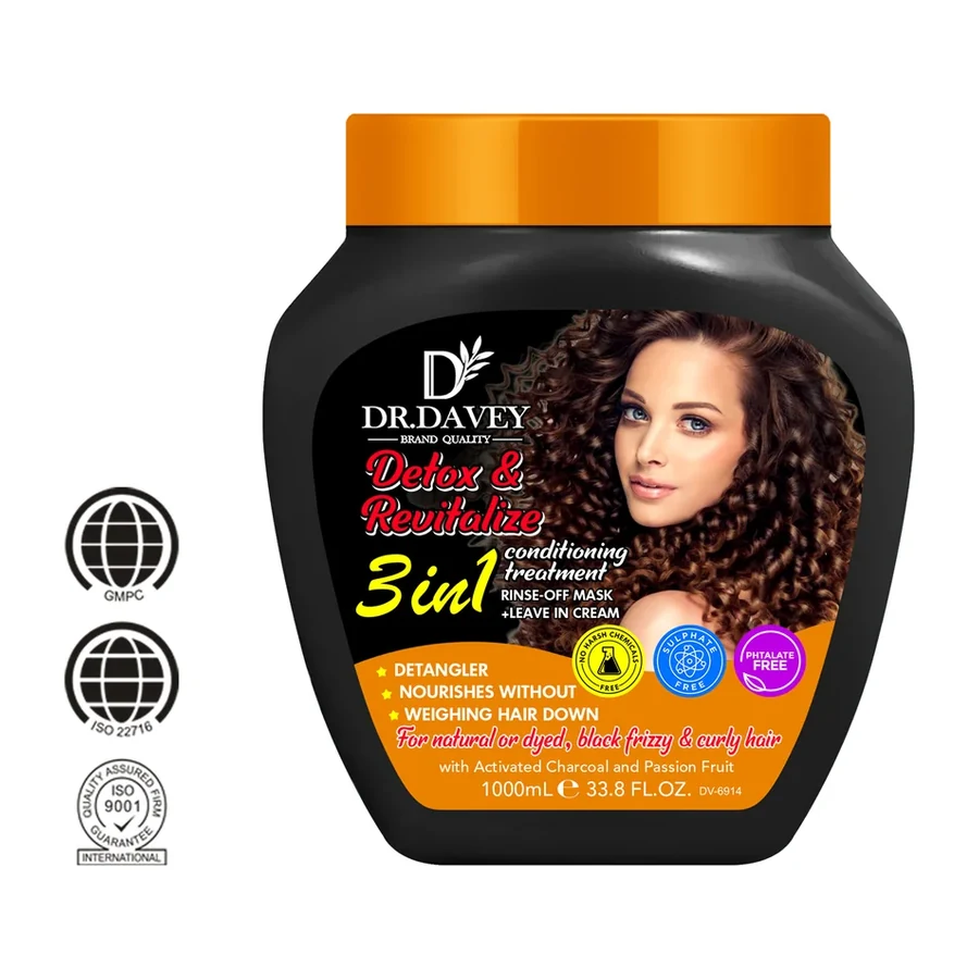 DR.DAVEY Clarifying & Revitalizing 3 in 1 Detangling Hair Care 1000ml white background product image for OEM/ODM private label hair treatment