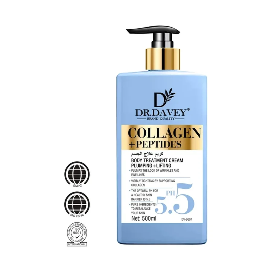DR.DAVEY Collagen + Peptides Body Treatment Cream 500ml white background product image for OEM/ODM private label body lotion manufacturing