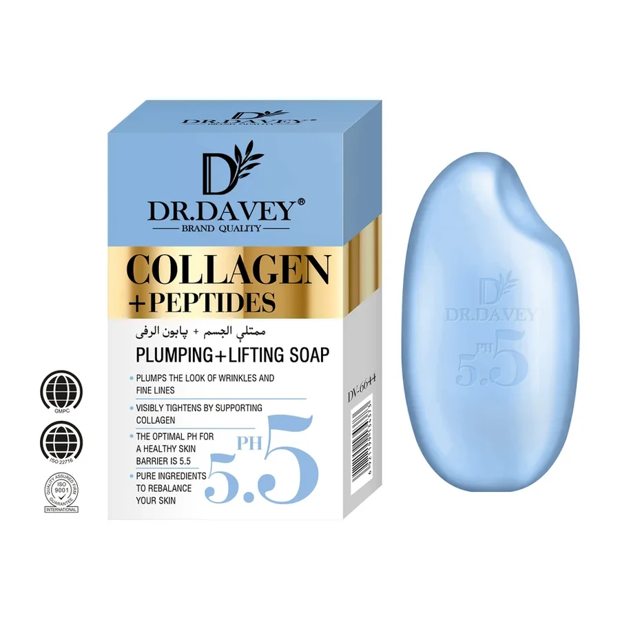 DR.DAVEY Collagen + Peptides Plumping & Lifting Soap, pH 5.5 white background product image for OEM/ODM private label soap manufacturing