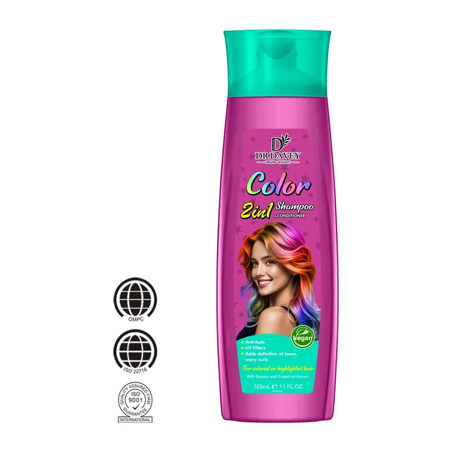 DR.DAVEY Color 2in1 Shampoo and Conditioner 325ml white background product image for OEM/ODM private label shampoo manufacturing