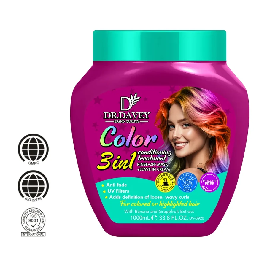 DR.DAVEY Color Protect 3 in 1 Anti Fade Hair Care 1000ml white background product image for OEM/ODM private label hair care manufacturing
