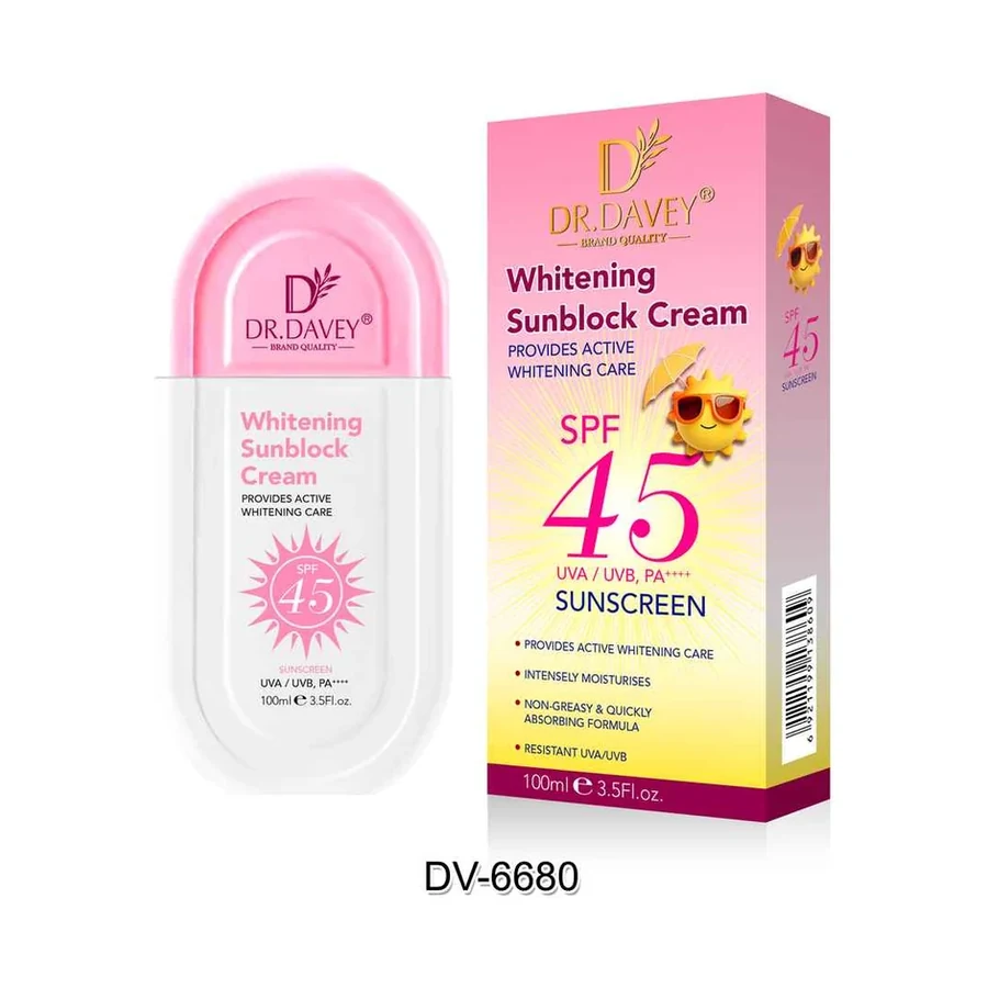 DR.DAVEY SPF45 Brightening Sunblock Cream model DV-6680 product image for OEM/ODM private label body cream manufacturing