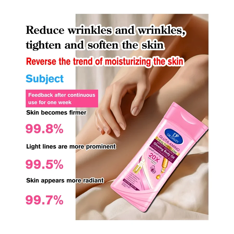 DR.DAVEY Gluta Amino Healthy Glow Body Oil, 20X Powerful Brightening with Hyaluronic Acid 200ml white background product image for OEM/ODM