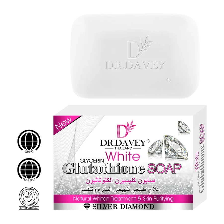 DR.DAVEY Glutathione & Glycerin brightening Soap 100g white background product image for OEM/ODM private label soap manufacturing