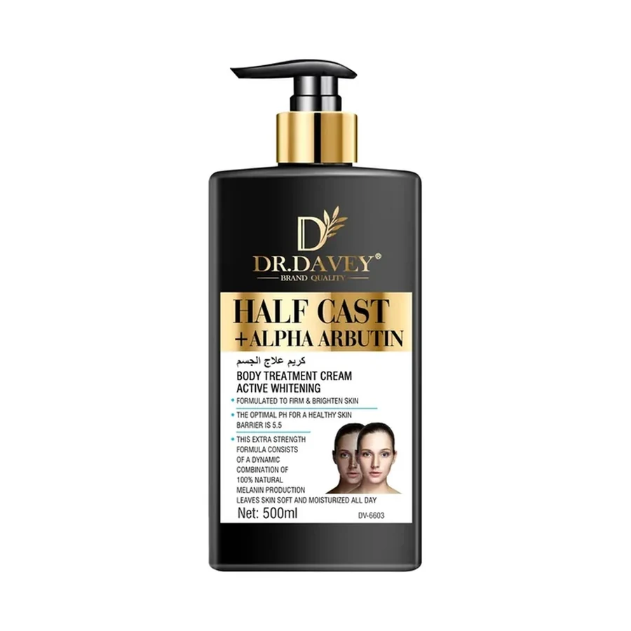 DR.DAVEY Half Cast + Alpha Arbutin Body Treatment Cream 500ml white background product image for OEM/ODM private label body lotion manufacturing