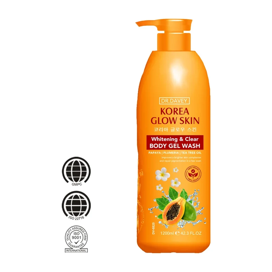 DR.DAVEY Korea Glow Skin Brightening & Clear Body Gel Wash, Papaya & Tea Tree Oil Formula for All Skin Types1200ml white background product image