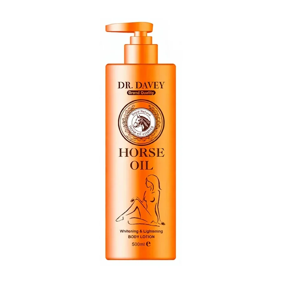 DR.DAVEY Moisturizing Brightening & Brightening Horse Oil & Collagen Body Lotion 500ml Pump Bottle for Home Use General Skin Type white background
