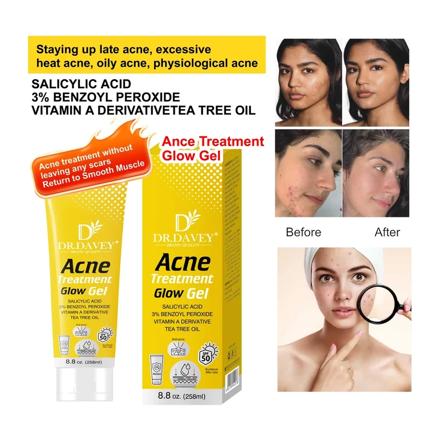 DR.DAVEY Organic Age Support clarifying care Care Glow Gel Salicylic Acid Benzoyl Peroxide Tea Tree Oil day care for All clarifying care Types Body