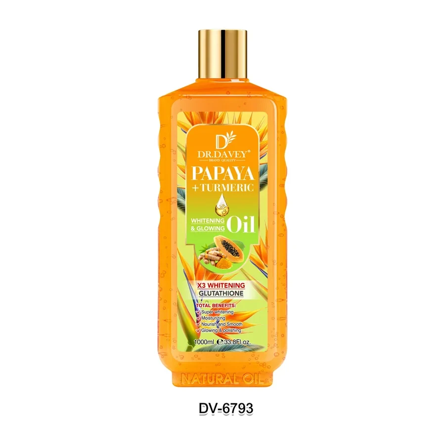 DR.DAVEY PAPAYA Turmeric Nourishing Brightening Brightening Moisturizing Glow Body Oil 1000ml white background product image for OEM/ODM