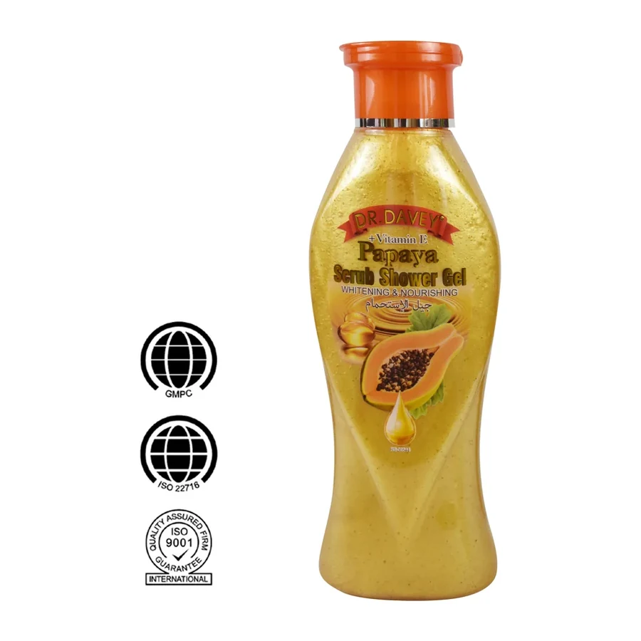 DR.DAVEY Papaya + Vitamin E Scrub Shower Gel 500ml white background product image for OEM/ODM private label shower gel manufacturing