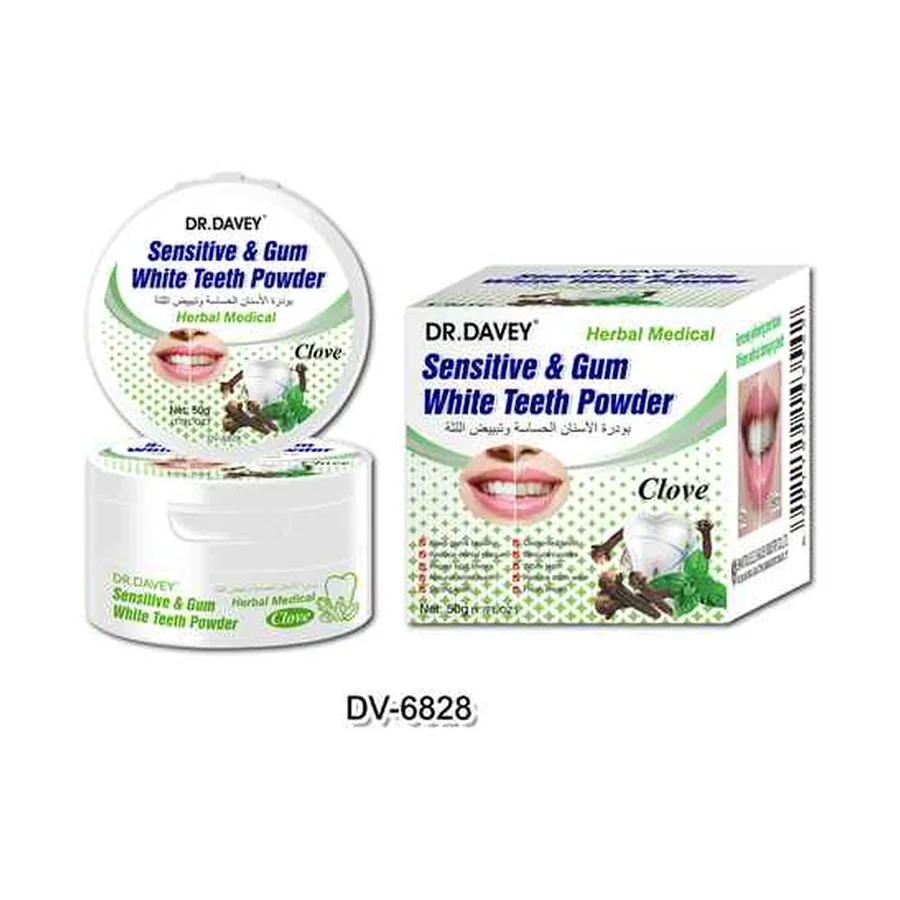 DR.DAVEY Sensitive And Gum White Teeth Powder model DV-6828 product image for OEM/ODM private label personal care manufacturing