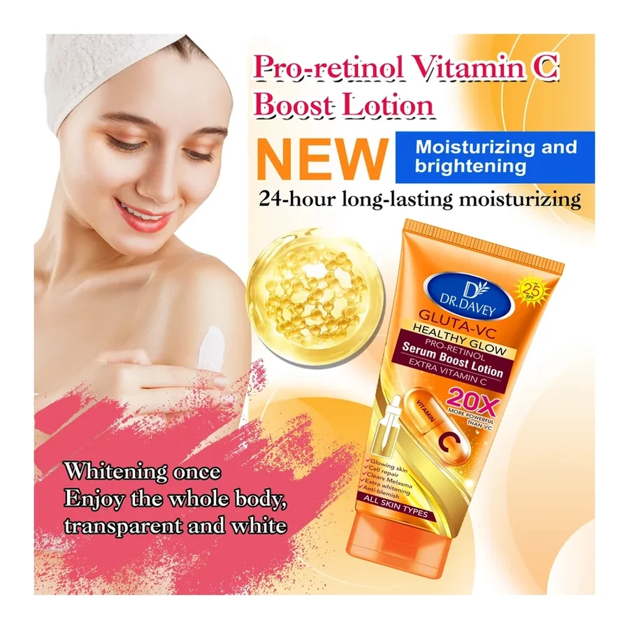 DR.DAVEY Pro Retinol Vitamin C Body Lotion 300ml white background product image for OEM/ODM private label body lotion manufacturing