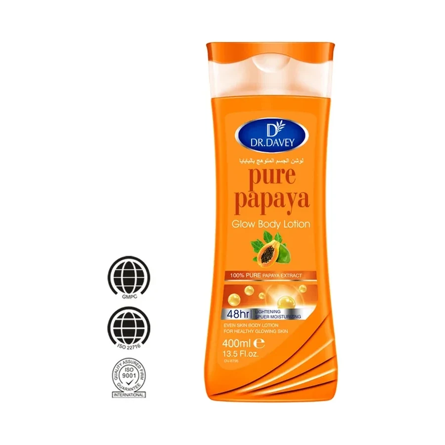 DR.DAVEY Pure Papaya Gentle Body Lotion for Moisture 400ml white background product image for OEM/ODM private label body lotion manufacturing