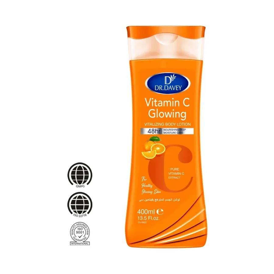DR.DAVEY Pure Vitamin C Vitalizing Body Lotion 400ml white background product image for OEM/ODM private label body lotion manufacturing