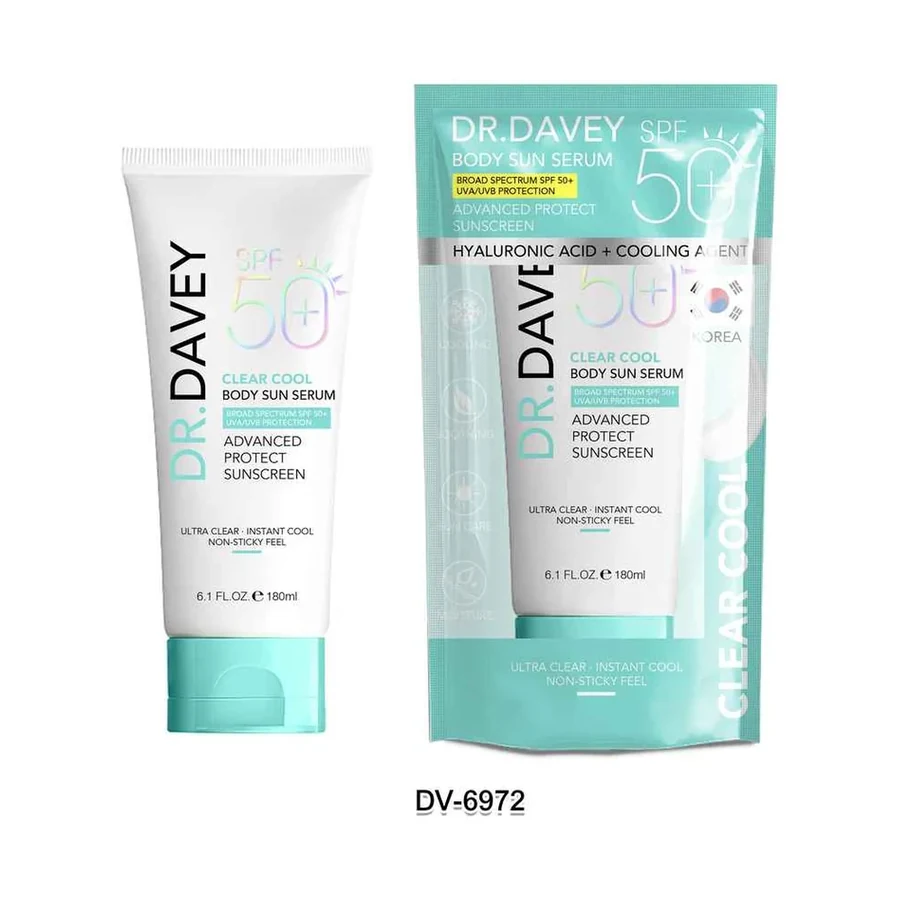 DR.DAVEY Body Sun Serum Cream SPF 50 model DV-6972 product image for OEM/ODM private label body cream manufacturing