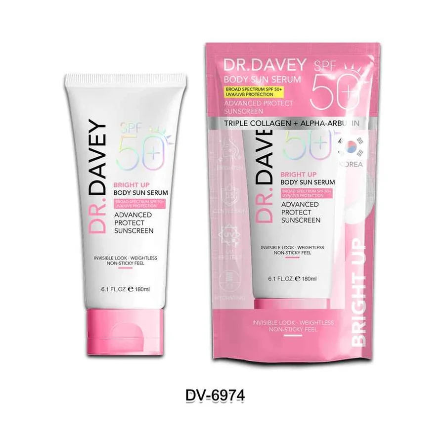DR.DAVEY Body Sun Serum Cream SPF 50 model DV-6974 product image for OEM/ODM private label body cream manufacturing