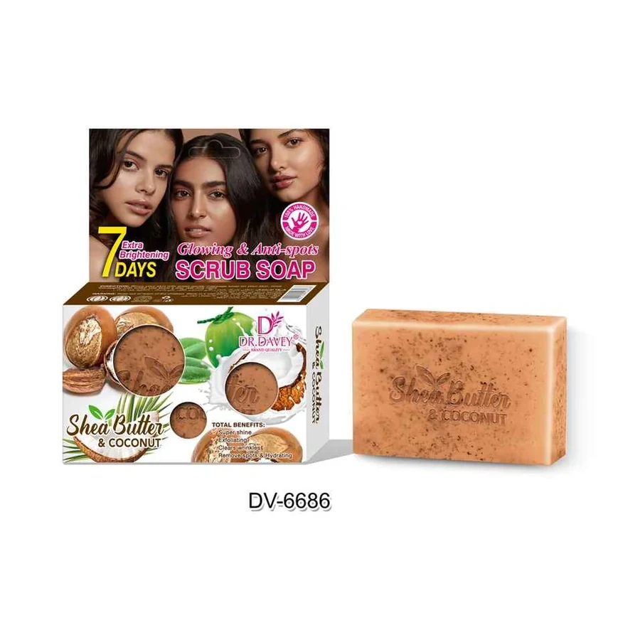 DR.DAVEY Soap Shea Butter And Coconut Scrub Soap model DV-6686 product image for OEM/ODM private label soap manufacturing