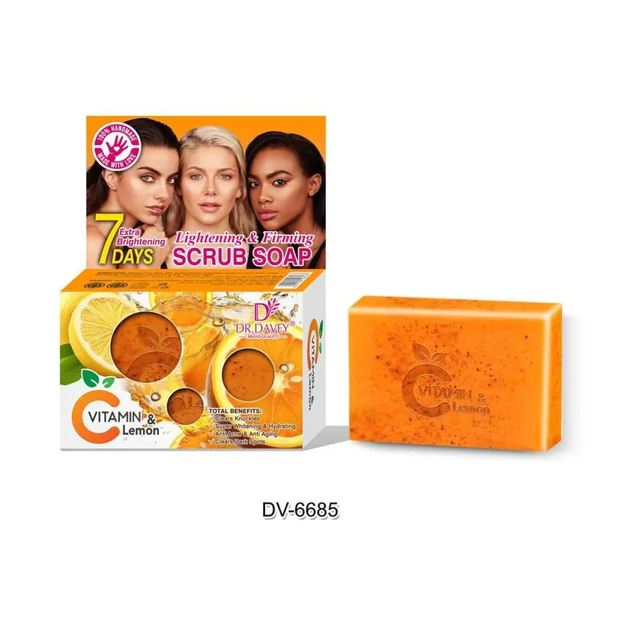 DR.DAVEY VC Soap Vitamin And Lemon Scrub Soap model DV-6685 product image for OEM/ODM private label soap manufacturing