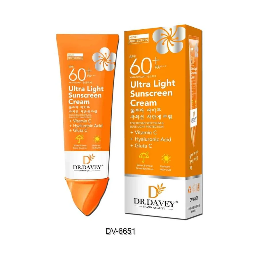 DR.DAVEY SPF 60 Sunscreen Sunscreen model DV-6651 product image for OEM/ODM private label sunscreen manufacturing