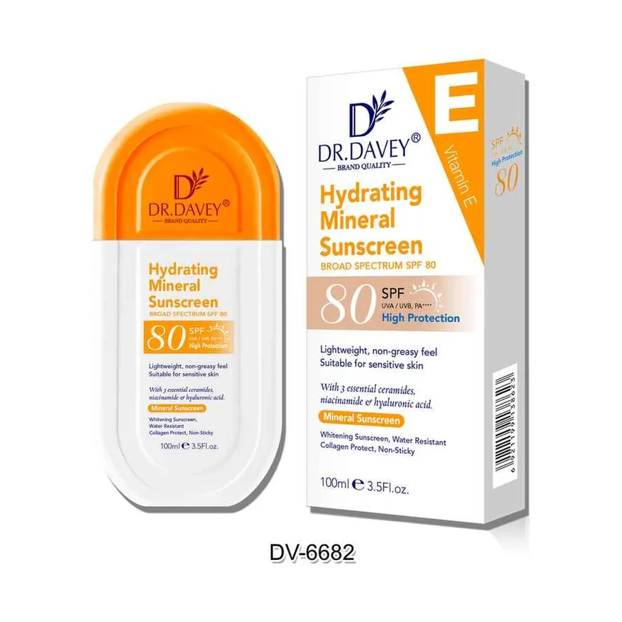 DR.DAVEY SPF80 Hydrating Mineral Sunscreen model DV-6682 product image for OEM/ODM private label sunscreen manufacturing