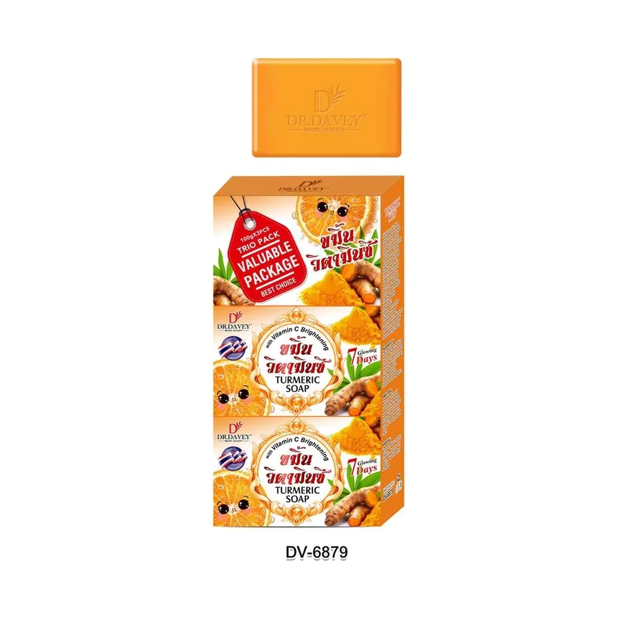 DR.DAVEY Turmeric Brightening Soap model DV-6879 product image for OEM/ODM private label soap manufacturing