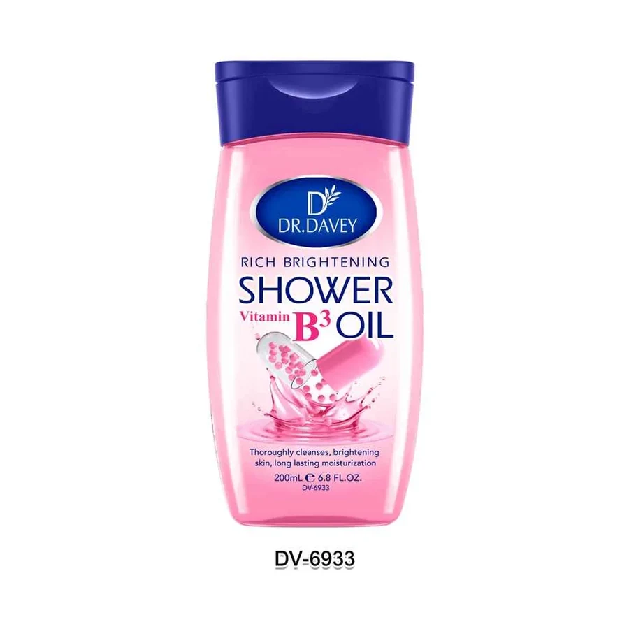 DR.DAVEY Rich Brightening Vitamin B3 Shower Oil model DV-6933 product image for OEM/ODM private label body oil manufacturing