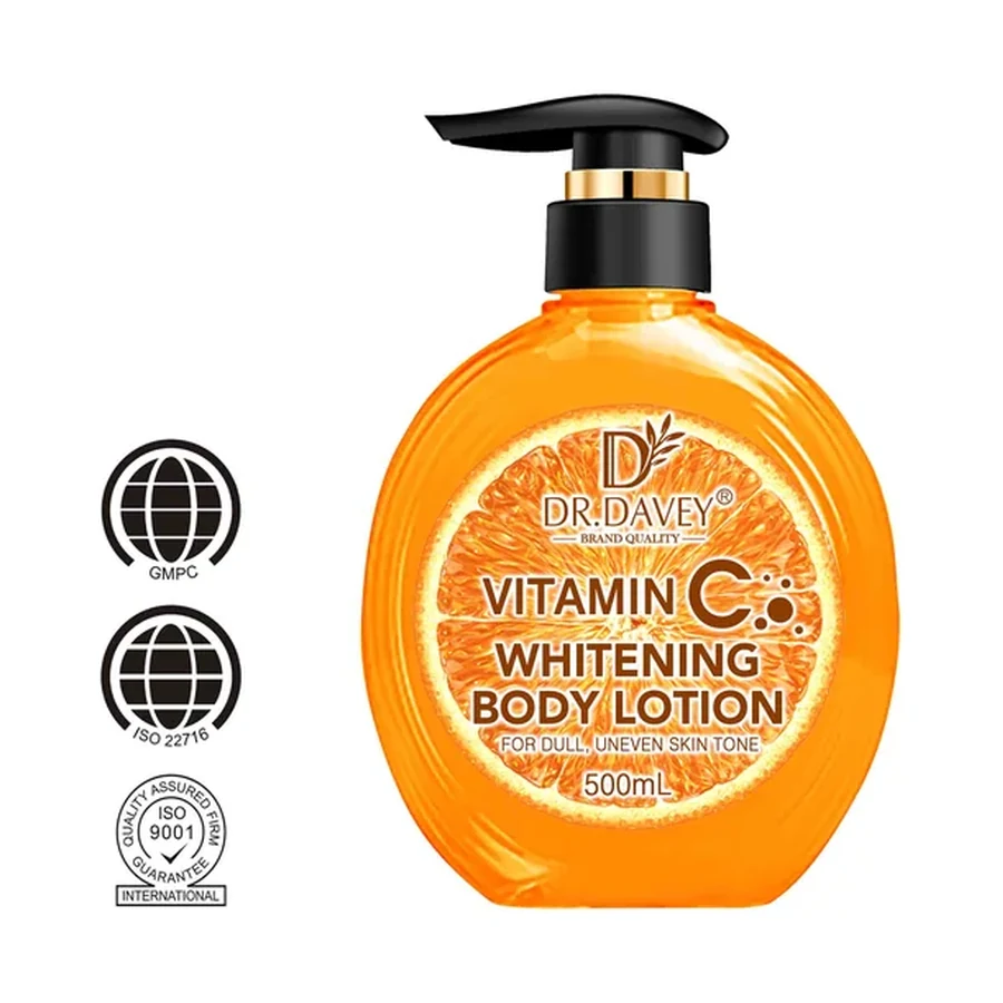 DR.DAVEY Vitamin C Brightening Body Lotion 500ml white background product image for OEM/ODM private label body lotion manufacturing