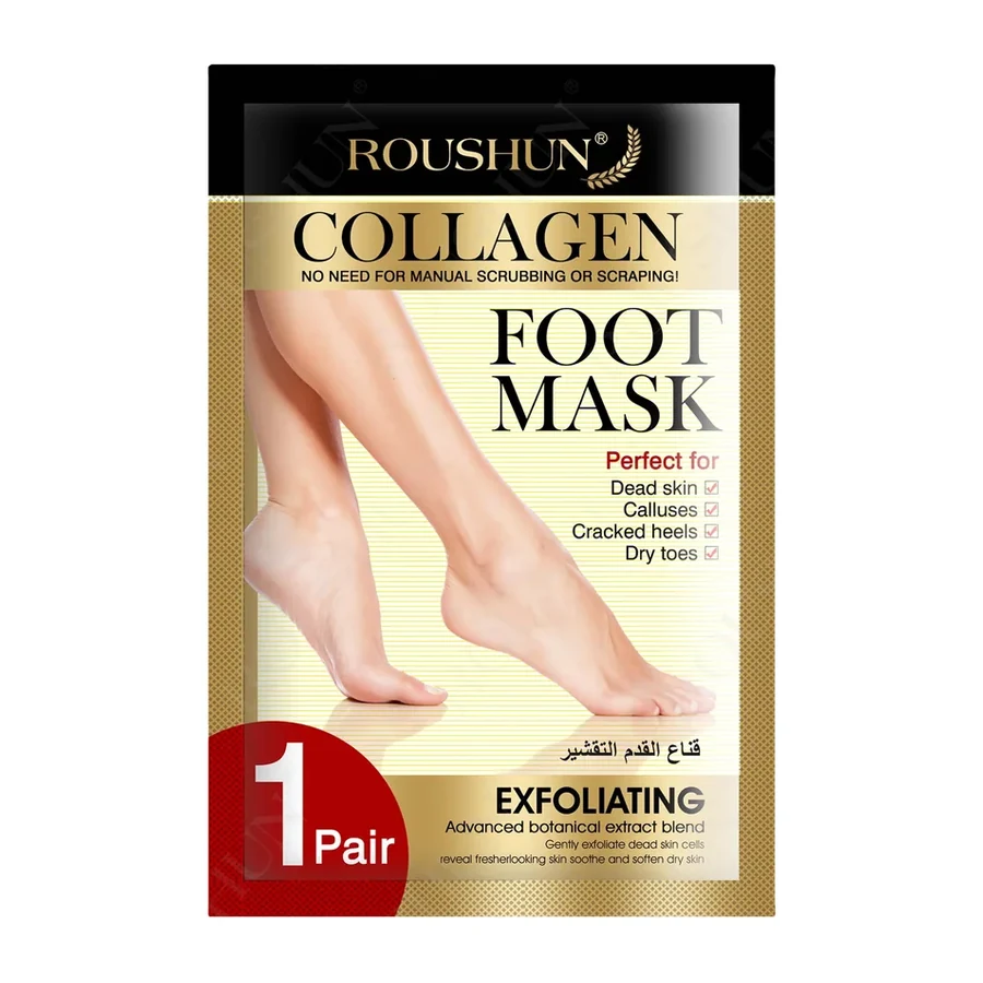 For Women's Collagen Exfoliating Foot Mask Socks 1 Pair with Botanical Extracts for Dryness & Cracked Heels Scented white background product image