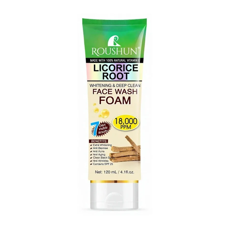 Licorice Root & Vitamin E Foam Face Wash clarifying care Age Support Brightening for General Skin white background product image for OEM/ODM