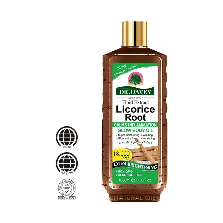 Professional Licorice Root Glow Body Oil 1000ml white background product image for OEM/ODM private label body lotion manufacturing