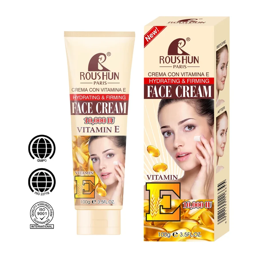ROUSHUN 10,000 IU Vitamin E Hydrating & Firming Face Cream 100g white background product image for OEM/ODM private label body cream manufacturing