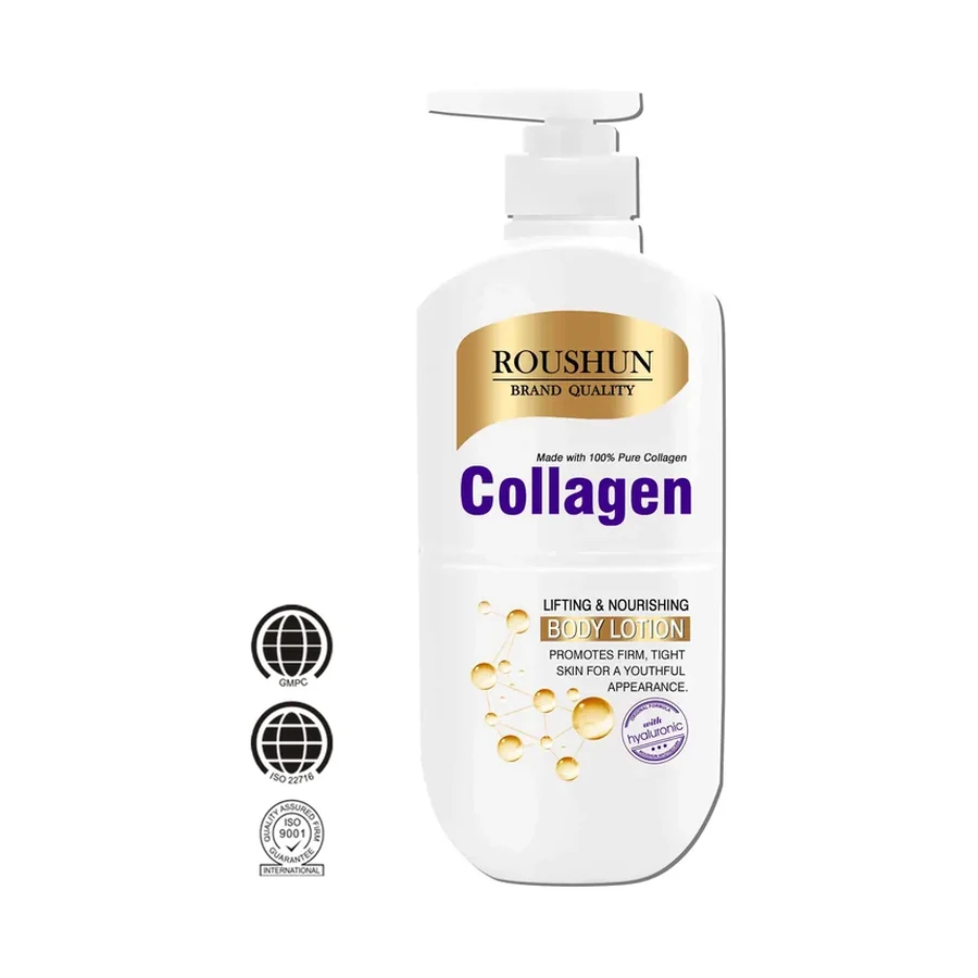 ROUSHUN 100% Pure Collagen Lifting & Nourishing Body Lotion 500ml white background product image for OEM/ODM private label body lotion manufacturing