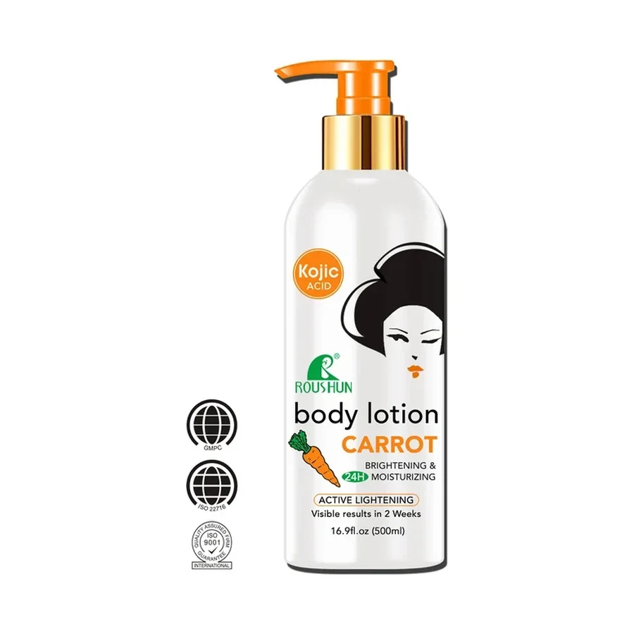 ROUSHUN 24H Moisturizing Carrot Body Lotion 500ml white background product image for OEM/ODM private label body lotion manufacturing