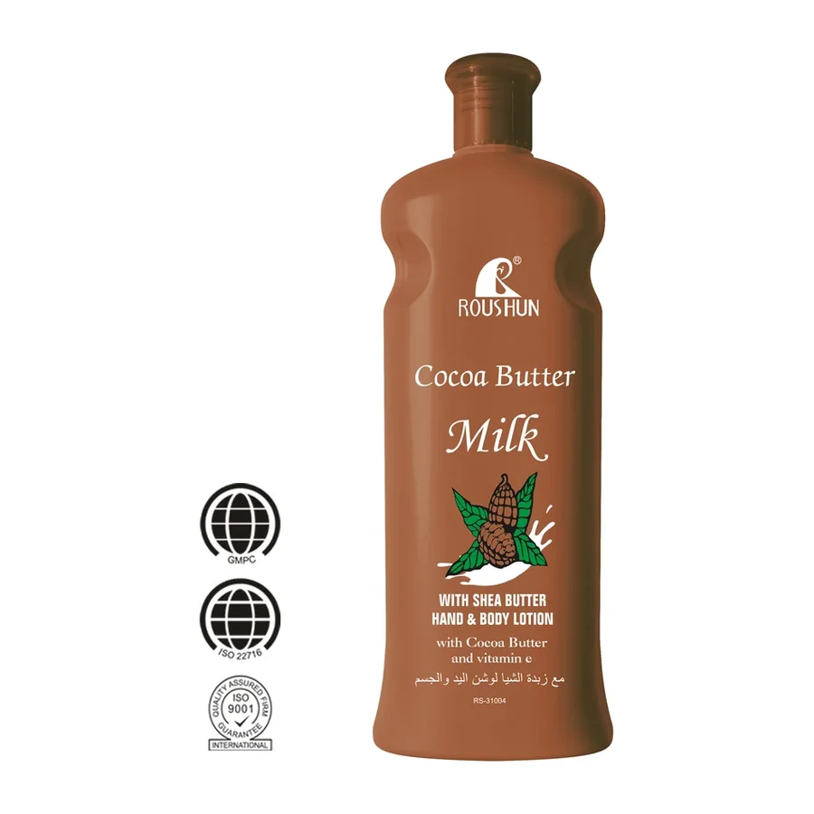 ROUSHUN Cocoa Butter Milk Hand & Body Lotion with Shea Butter & Vitamin E Moisturizing Skin Care for All Skin Types white background product image