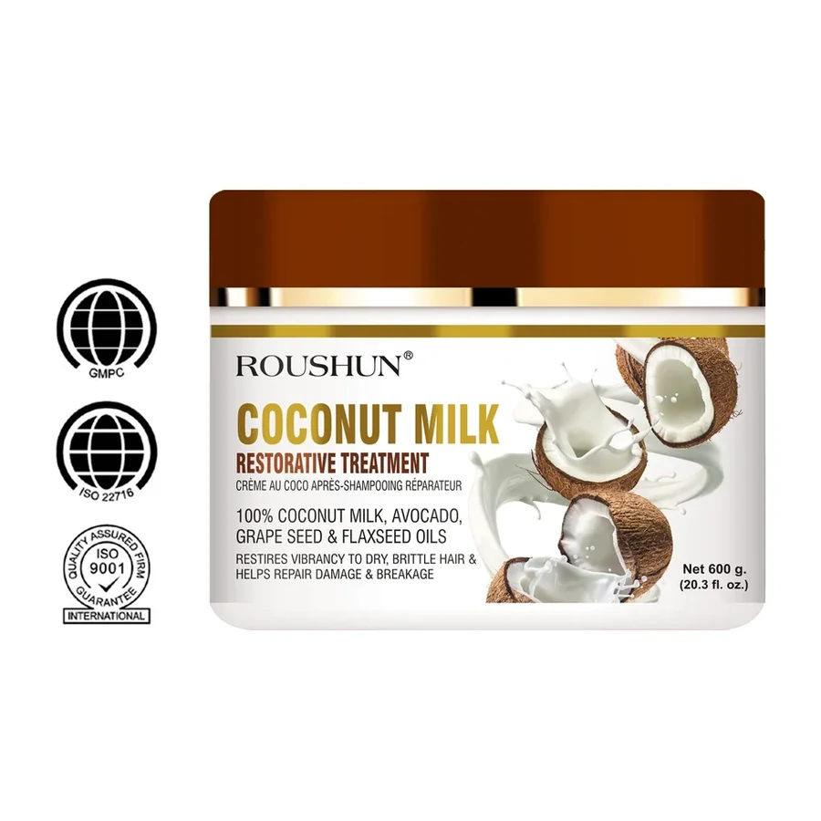 ROUSHUN Coconut Milk Restorative Hair Care for Dry Brittle Hair 600g white background product image for OEM/ODM private label hair care manufacturing