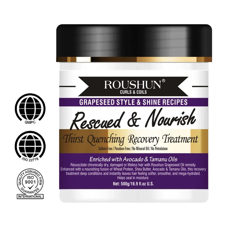ROUSHUN Grapeseed Thirst Quenching Recovery Care for Dry Hair 500g white background product image for OEM/ODM private label hair care manufacturing