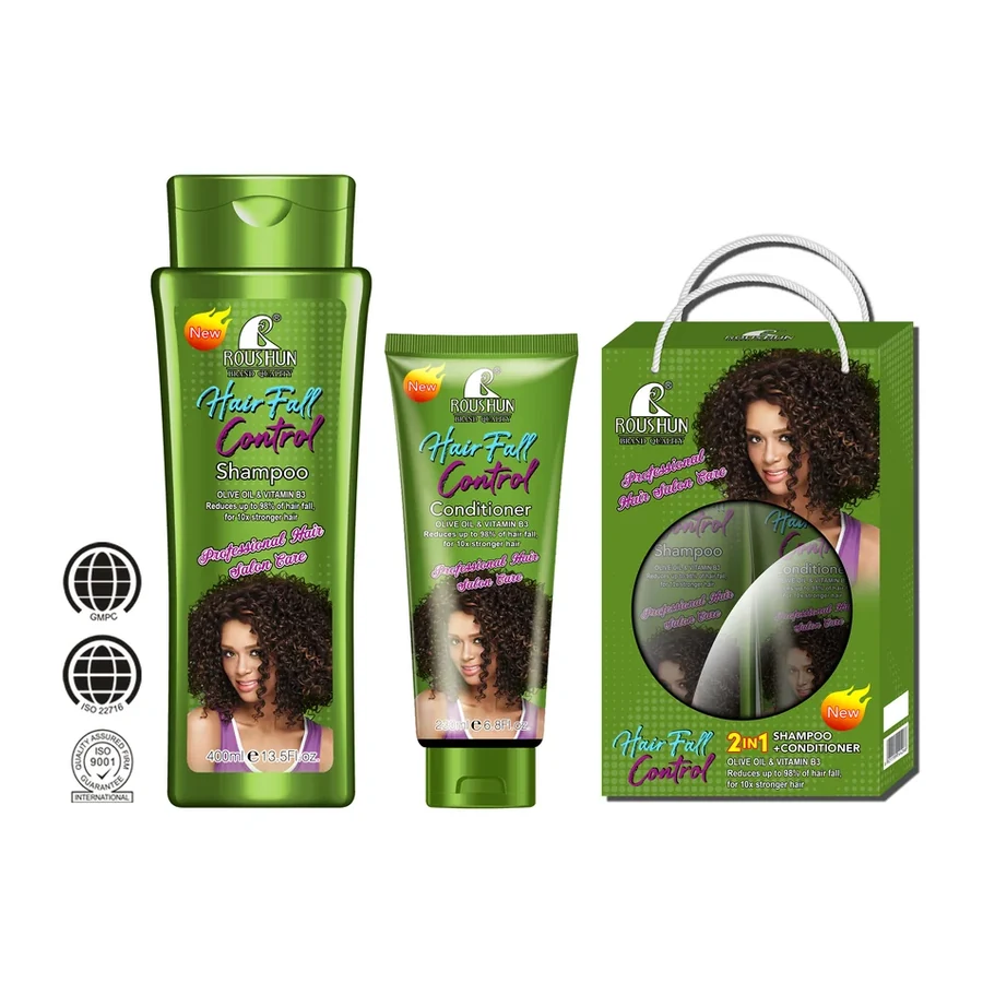 ROUSHUN Hair Fall Control 2 in 1 Shampoo & Conditioner Set with Olive Oil & Vitamin B3 white background product image for OEM/ODM